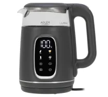 Adler tējkanna ar LED displeju | AD 1305 | Elektriskā | 2200 W | 1,7 L | Plastmasa | 360° rotējoša pamatne | Pelēka