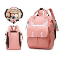 ECARLA Ratiņu somas organizators mugursoma mammai rozā PLM11R  Bag, stroller organizer, backpack for mother, pink PLM11R