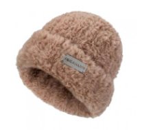 ECARLA Ziemas plīša cepure, brūna, CZ31WZ1  Plush winter hat, soft and warm, with a patch, brown CZ31WZ1