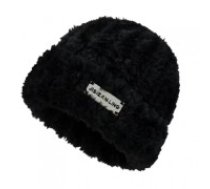 ECARLA Melnā ziemas plīša cepure  Plush winter hat, soft and warm, with a patch, black CZ31WZ3