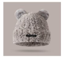 ECARLA Pelēka ziemas plīša cepure ar lācīša ausīm  Plush winter hat with teddy bear ears, with a patch, gray CZ32WZ3