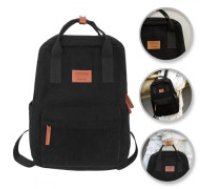 ECARLA Universāla melna velveta skolas sporta soma PL171CZ  Universal black corduroy school sports backpack PL171CZ