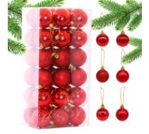 ECARLA Ziemassvētku eglīšu bumbiņu komplekts, 36 gab., sarkanā, 5,5 cm  Set of Christmas tree baubles, 36 pieces in a package, red, diameter 5.5 cm, BSN08WZ5