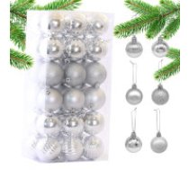 ECARLA Ziemassvētku eglīšu bumbiņu komplekts, 36 gab., sudraba, 5.5 cm  Set of Christmas tree baubles 36 pieces in a package, silver 5.5 cm BSN08WZ6