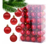 ECARLA Ziemassvētku eglīšu bumbiņu komplekts, 48 gab., sarkanas, 3.5 cm  Set of Christmas tree baubles, 48 ​​pieces in a package, red, diameter 3.5 cm BSN09WZ3