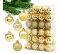 ECARLA Ziemassvētku eglīšu bumbiņu komplekts 48 gab., zelta, Ø3,5 cm  Set of Christmas tree baubles, 48 ​​pcs in a package, gold, diameter 3.5 cm, BSN09WZ11