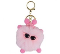 ECARLA Rozā pompona figūriņas piekariņš ar cepuri un brillēm  Pompon figure keychain with hat and glasses, pink BRL336R