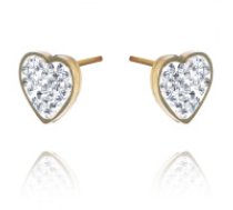 ECARLA Zelta pārklājuma ķirurģiskā tērauda auskari ar cirkoniem  Gold-plated stainless steel heart earrings KST3056