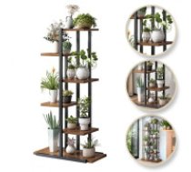 ECARLA Puķu dobe, grāmatu plaukts, puķu statīvs 113x60x20cm melns-brūns SZ16CZ  Flower stand, bookcase, flower stand 113x60x20cm black-brown SZ16CZ