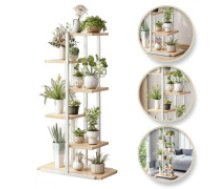 ECARLA Puķu dobe, grāmatu plaukts, puķu statīvs 113x60x20cm balti brūns SZ16B  Flower stand, bookcase, flower stand 113x60x20cm white-brown SZ16B