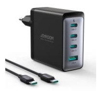 Joyroom Joyroom JR-TCG04EU 100W GaN charger 3x USB-C USB-A + USB-C / USB-C cable 100W - black  Joyroom JR-TCG04EU 100W GaN charger 3x USB-C USB-A + USB-C / USB-C cable 100W - black