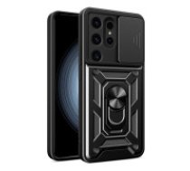 Hurtel Hybrid Armor Camshield case for Samsung Galaxy S24 Ultra armored with camera cover - black  Hybrid Armor Camshield case for Samsung Galaxy S24 Ultra armored with camera cover - black