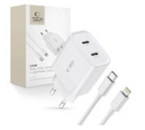 Tech-Protect Tech-Protect C20W 2x USB-C PD 20W network charger with Lightning / USB-C cable - white  Tech-Protect C20W 2x USB-C PD 20W network charger with Lightning / USB-C cable - white