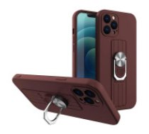 Hurtel Ring Case silicone case with finger grip and stand for iPhone 12 mini brown  Ring Case silicone case with finger grip and stand for iPhone 12 mini brown