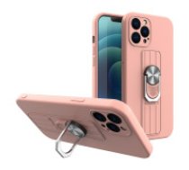 Hurtel Ring Case silikona vāciņš ar rokturi un statīvu iPhone 12 Pro Max rozā krāsā Ring Case silikona futrālis; silikona korpuss, pirkstu atbalsts, rotējošs rokturis,     viedtālruņa futrālis; Viedtālruņa aizsargkorpuss ar statīvu un pirkstu rokturi; Gad