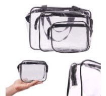 Caurspīdīgas Ceļojumu Organizatora Kosmētikas Ceļojumu Somas, 3 gab. l Transparent Travel Organizer Makeup Travel Bags ūdensizturīgs materiāls, viegla tīrīšana, rāvējslēdzējs,     trīs izmēri, universāls pielietojums Caurspīdīgs kosmētikas maisiņš ceļojum