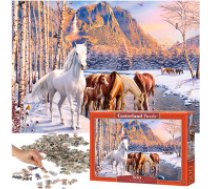 CASTORLAND Puzle Mīkla "Zirgu ziemas ainava" Bērniem, 500 gab l Jigsaw Puzzle puzles sastāvdaļas, dekoratīvs sienas dekors, koncentrēšanās aktivitāte,     pacietības vingrinājums, piemērota pieaugušajiem un bērniem CASTORLAND Puzzle 500el. Winter Melt - Z