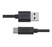 Choetech USB-uz USB-C kabelis Choetech AC0002, 1 m (melns) Datoru kabelis Kabelis CHOETECH Type-A - Type-C, melns, 1m USB to USB-C cable Choetech AC0002, 1m (black)