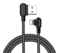 Mcdodo USB un Lightning kabelis, Mcdodo CA-4673, leņķveida, 1,8 m (melns) McDodo tālruņa kabelis Ātrā uzlāde, Cat 90° LED Iphone 1.8m USB to Lightning cable, Mcdodo CA-4673, angled,     1.8m (black)