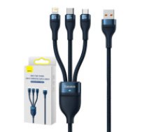 Baseus 3v1 USB kabelis Baseus Flash Series, USB-C + micro USB + Lightning, 100 W, 1,2 m (zils) Barošanas kabelis Baseus Flash Series, USB-C + micro USB + Lightning, 100W, 1.2 m     3in1 USB cable Baseus Flash Series, USB-C + micro USB + Lightning, 100W, 1