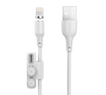 Foneng Foneng X62 Magnetic 3in1 USB savienojums USB-C / Lightning / Micro USB kabelis, 2,4 A, 1 m (balts)  Foneng X62 Magnetic 3in1 USB to USB-C / Lightning / Micro USB Cable, 2.4A, 1m     (White)