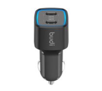 Budi Auto lādētājs Budi 065R, 2x USB-C, PD 60W (melns)  Car charger Budi 065R, 2x USB-C, PD 60W (black)