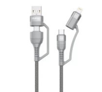 Dudao USB kabelis Dudao L20xs 4in1 USB-C / Lightning / USB-A 2.4A, 1 m (pelēks) Dudao 4in1 Micro USB - Lightning/ USB Type C - USB Multi-functional data cable Power Delivery 65W 1m grey USB     cable Dudao L20xs 4in1 USB-C / Lightning / USB-A 2.4A, 1m (gr