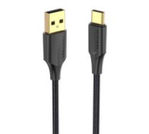 Vention Uzlādes kabelis no USB 2.0 uz USB-C Vention CTFBF LED 3A 1m (melns)  Charging Cable USB 2.0 to USB-C Vention CTFBF LED 3A 1m (black)