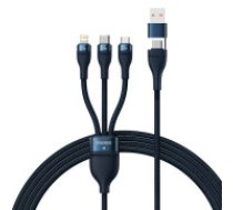 Baseus 3in1 USB kabeļa baseusa zibspuldzes 2. sērija, USB-C + Micro USB + zibens, 100W, 1,2 m (zils) Kabelis telefonam Baseus 3in1 USB cable Baseus Flash Series 2, USB-C + micro USB +     Lightning, 100W, 1.2m (blue)