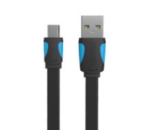Vention Plakanais USB 2.0 A uz Mini 5-pin kabelis Vention VAS-A14-B050 0,5 m melns  Flat USB 2.0 A to Mini 5-pin cable Vention VAS-A14-B050 0.5m Black