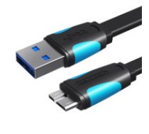 Vention Plakanais USB 3.0 A vīrišķā uz Micro-B vīrišķā kabelis Vention VAS-A12-B200 2m melns  Flat USB 3.0 A male to Micro-B male cable Vention VAS-A12-B200 2m Black