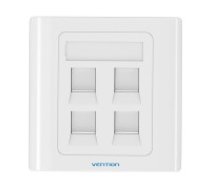 Vention Sienas kontaktdakša ar 4 pieslēgvietām 86 tips Vention IFCW0 White  4-Port Keystone Wall Plate 86 Type Vention IFCW0 White