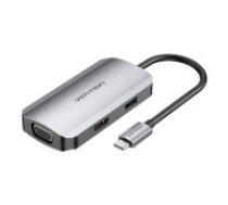 Vention USB-C dokstacija ar HDMI, VGA, USB 3.0, PD 0,15 m Vention TOAHB, pelēka krāsā  USB-C Docking Station to HDMI, VGA, USB 3.0, PD 0.15m Vention TOAHB, gray