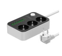 LDNIO Strāvas adapteris ar 3 maiņstrāvas rozetēm, 6x USB, LDNIO SE3631, 1,6 m (melns)  Power strip with 3 AC sockets, 6x USB, LDNIO SE3631, 1.6m (black)