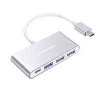 Lention Lention 4in1 Hub USB-C to USB 3.0 + 2x USB 2.0 + USB-C (silver)  Lention 4in1 Hub USB-C to USB 3.0 + 2x USB 2.0 + USB-C (silver)