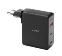 Aukey Wall charger Aukey PA-B7O, 1xUSB-A, 2xUSB-C, 140W GaN (black)  Wall charger Aukey PA-B7O, 1xUSB-A, 2xUSB-C, 140W GaN (black)