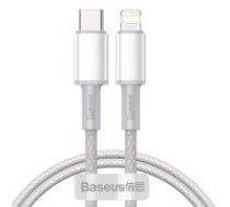 Baseus Baseus augstas blīvuma pakāpes pīts kabelis no C tipa līdz Lightning, PD, 20 W, 1 m (balts) Kabelis Baseus USB Type C - Lightning 20 W, 1 m 6953156231924 Baseus High Density Braided     Cable Type-C to Lightning, PD,  20W, 1m (white)