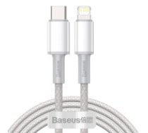 Baseus USB-C savienojums ar zibspuldzi Baseus, augsta blīvuma pīts kabelis, 20 W, PD, 2 m (balts) Kabelis Baseus USB Type C - Lightning 20 W, 2 m 6953156231955 USB-C to Lightning Baseus     High Density Braided Cable, 20W, PD, 2m (white)