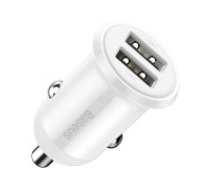 Baseus Baseus Grain Pro auto lādētājs 2x USB 4,8A (balts) Automašīnas telefona lādētājs Baseus 20210331104225 Baseus Grain Pro Car Charger 2x USB 4.8A (white)