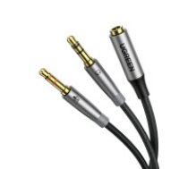 UGREEN Ugreen AV193 3,5 mm sievietes līdz 2 vīriešu audio kabeļa 20cm (pelēkā krāsā) Ugreen AV193, 3.5mm, 20cm UGREEN AV193 3.5mm Female to 2 male audio cable 20cm (gray)
