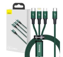 Baseus Baseus Rapid Series 3-in-1 kabelis USB-C M+L+T 20W 1.5m (zaļš ) Baseus Rapid 3in1 USB Typ C - USB Typ C / Lightning / micro USB cable 20 W 1,5 m green (CAMLT-SC06) Baseus     Rapid Series 3-in-1 cable USB-C For M+L+T 20W 1.5m (Green )
