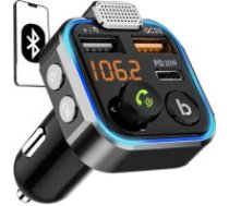 Xtrobb Universāls Bluetooth 5.0 auto FM raidītājs ar divu portu USB un USB C ātro uzlādi: Kompakts sīkrīks uzlabotai radio funkcionalitātei un auto uzlādei Bluetooth raidītājs ar auto     lādētāju; Vecāka tipa autoradio, mūzikas faili, datu nesēji, IOS, A