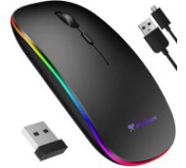 Dunmoon Dunmoon Ultra-Thin Silent Wireless Gaming Mouse - 3 līmeņu DPI, RGB LED izgaismojums, USB uzlādējama, 4 taustiņi vienmērīgai spēlēšanai Dunmoon Klusā Bezvadu Spēļu Pele;     Ultra-Tievs dizains, RGB LED izgaismojums, USB uzlādējama, 4 taustiņi; Be