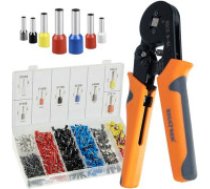 Bigstren Presēšanas knaibles uzgaļiem 0.25-10mm² ar 1200 uzgaļu komplektu Bigstrene 22717 Lodīšu krimpis ar uzmavu organizatoru; Automātisks krimpēšanas mehānisms, regulēšanas poga, 8 dažādu izmēru presēšanas uzgaļi, ātrā noslēpšana; Kabeļu uzgaļu uzstādīšanas instruments, elektroinstalācijas rīks; Profesionāļi un amatieri elektrotehnikā un elektroinstalācijas darbos. Crimping tool for ferrules 0.25-10mm2 Bigstrene 22717