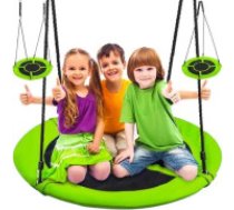 Malatec Bērnu Dārza Šūpoles "Stārķa Ligzda" 100 cm, Zaļi-Melnas dārza, mājas, šūpuļtīkls, virvēm Swing stork's nest 100cm green-black 23514