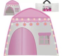 KRUZZEL Kruzzel 00023472 bērnu rotaļu telts ar gaismiņām, rozā/balta Children's tent HOUSE + lights 23472