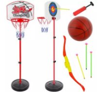 KRUZZEL Bērnu Basketbola Grozs ar Bumbu un Statīvu + Loka Šaušanas Komplekts ar Bultām Darts,... Basketball and shooting range game set 23415