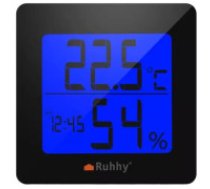 Ruhhy Ruhhy 19161 Termometrs / Higrometrs Termometrs ar higrometru, pulksteni, modinātāju un kalendāru, 5 in 1, iluminēts LCD displejs, kontroles panelis, hygrometrs. 5-in-1 Multifunctional     Weather Station: LCD Digital Thermometer, Hygrometer, Clock, 