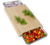 Ruhhy Bambusa griešanas dēlis Ruhhy 25707 ar 2 izvelkamiem nerūsējošā tērauda traukiem Bamboo board with containers Ruhhy 25707