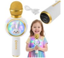 Izoxis Bezvadu karaoke mikrofons bērniem Izoxis 27047 ar Bluetooth skaļruni, balts Mikrofon karaoke bezprzewodowy biały Izoxis 27047